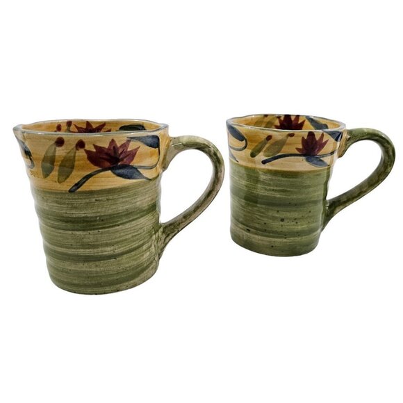 Pier 1 Cup ELIZABETH Hand Painted Stoneware Large 16 Oz Cups – Set of 2 - Picture 15 of 16